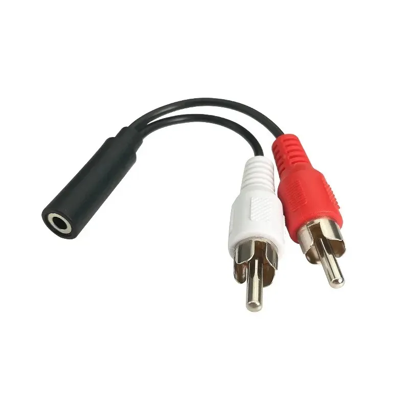 3,5 mm vrouw tot 2 mannelijke RCA kabelsplitter converter adapter aux audio extension cable y-cable voor laptop mp3/mp4 conversielijn