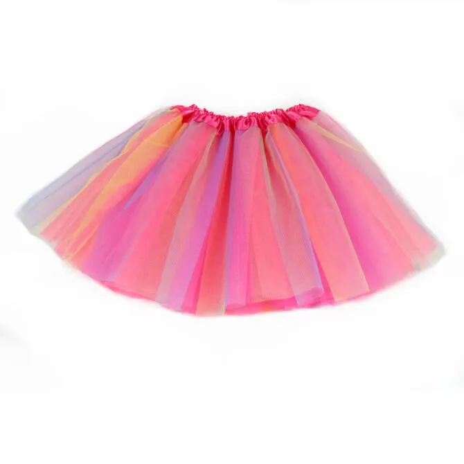 Rainbow tutu saias do vestido de malha de princesa doce