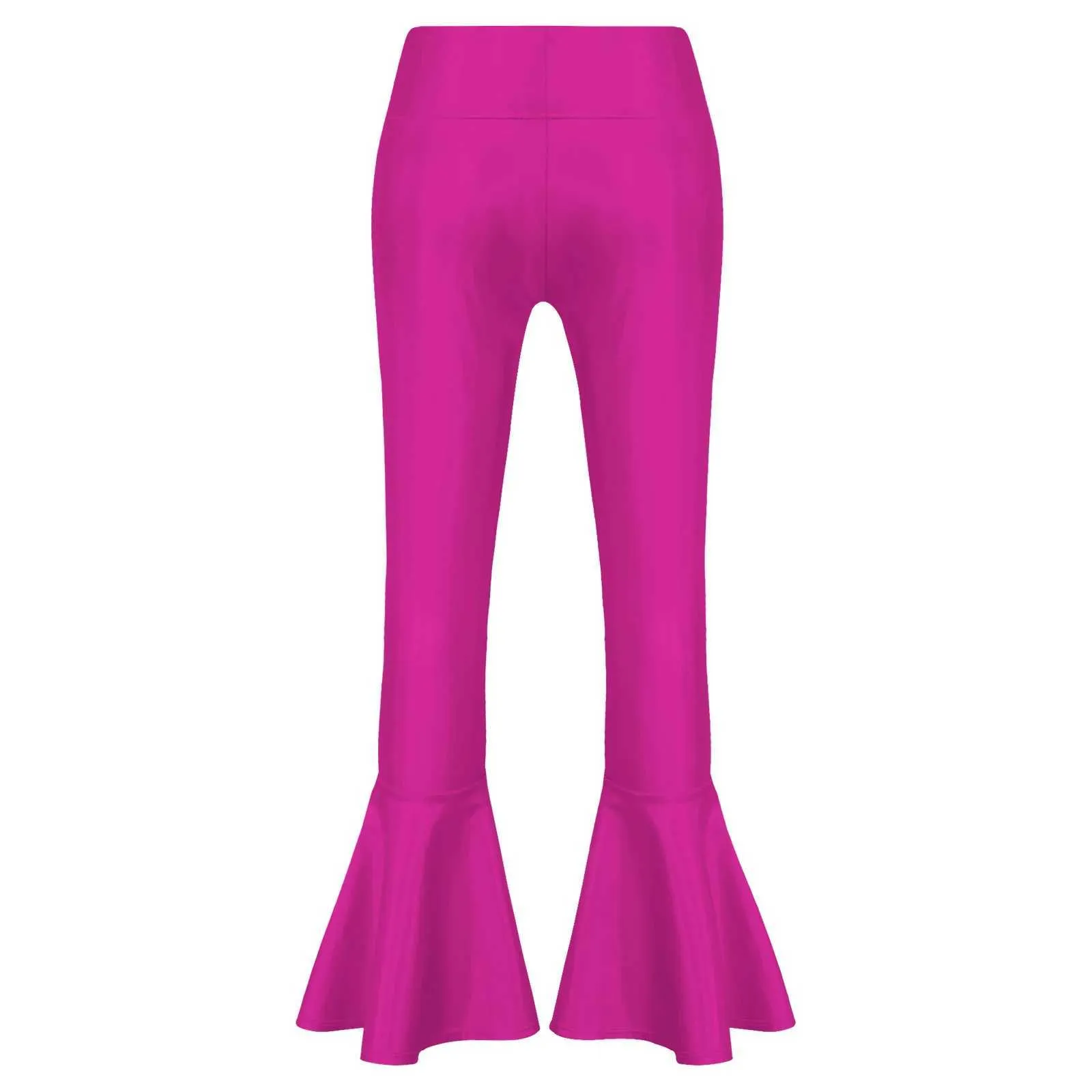 JanJean Girls Kids Classic High Waisted Flare Pants Solid Color Hip Hop Jazz Street Dance Bell Bottoms Legging White 3-4 Years