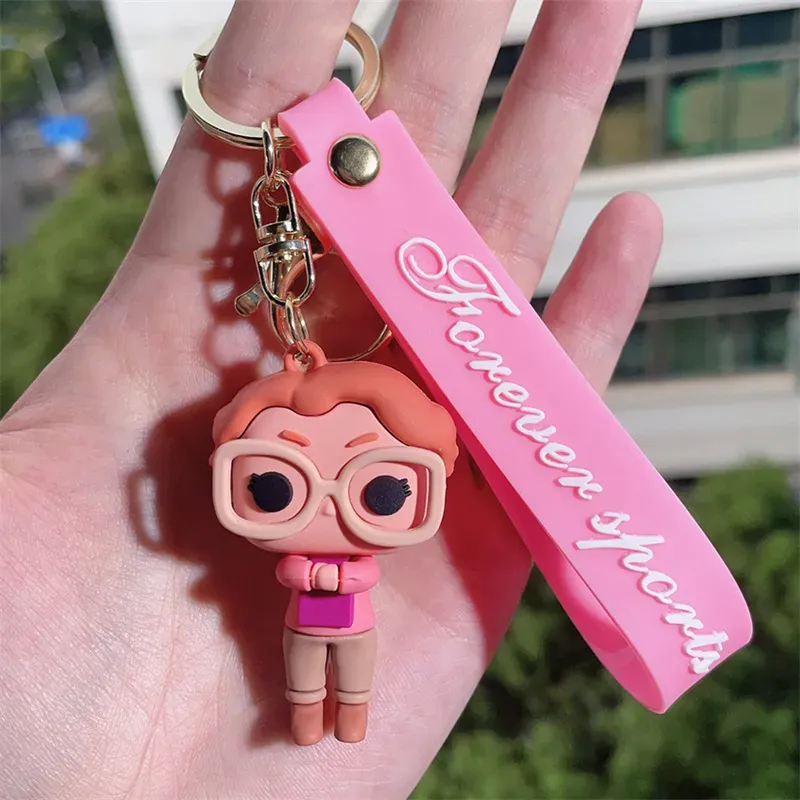Cute Anime Keychain Charm Key Ring Fob Pendant Lovely Stranger Things Doll Couple Students Personalized Creative Valentine`s Day Gift A8 UPS