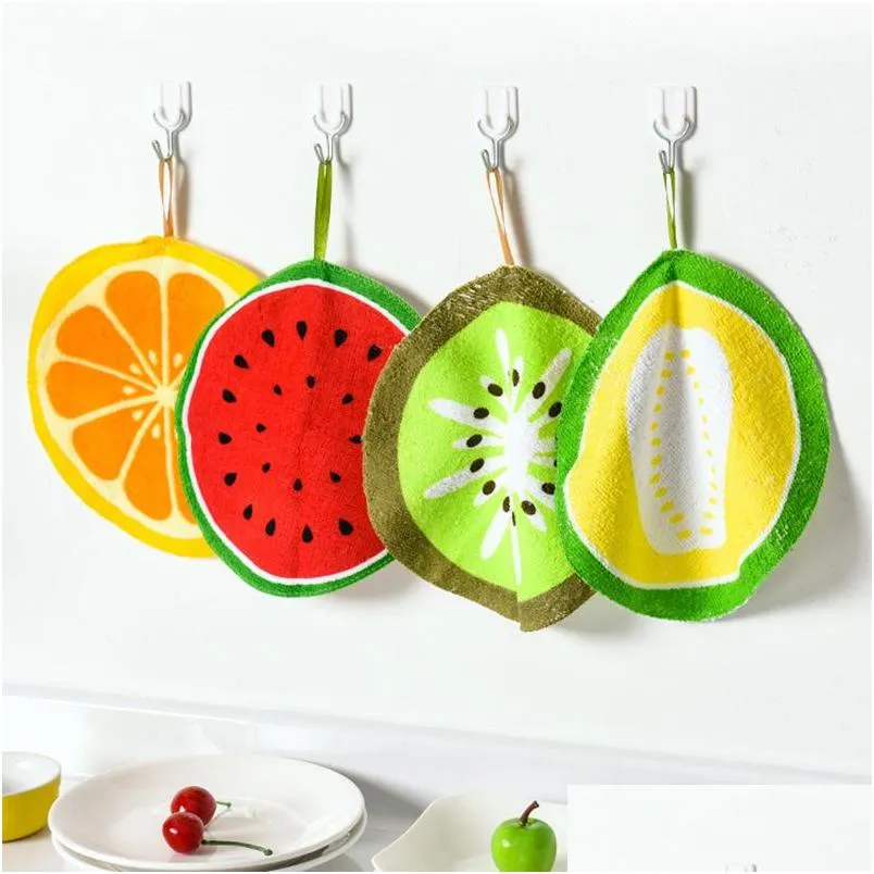 Limpeza de panos criativos de pano de frutas estampas de cozinha pendurada Hand Hand Hand Dish Rak Prato com guardana