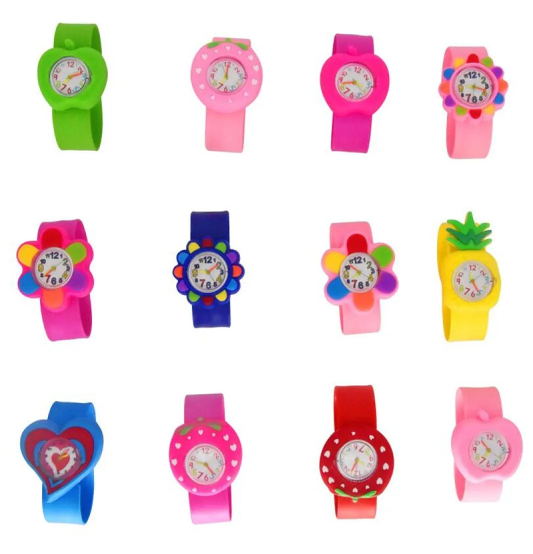 Дети шлепают часы многоцветные кварцевые аналоговые наручные часы Силиконовые Спортивные Смотрения Детская девочка Студент Студент Рождественский подарок 6801075