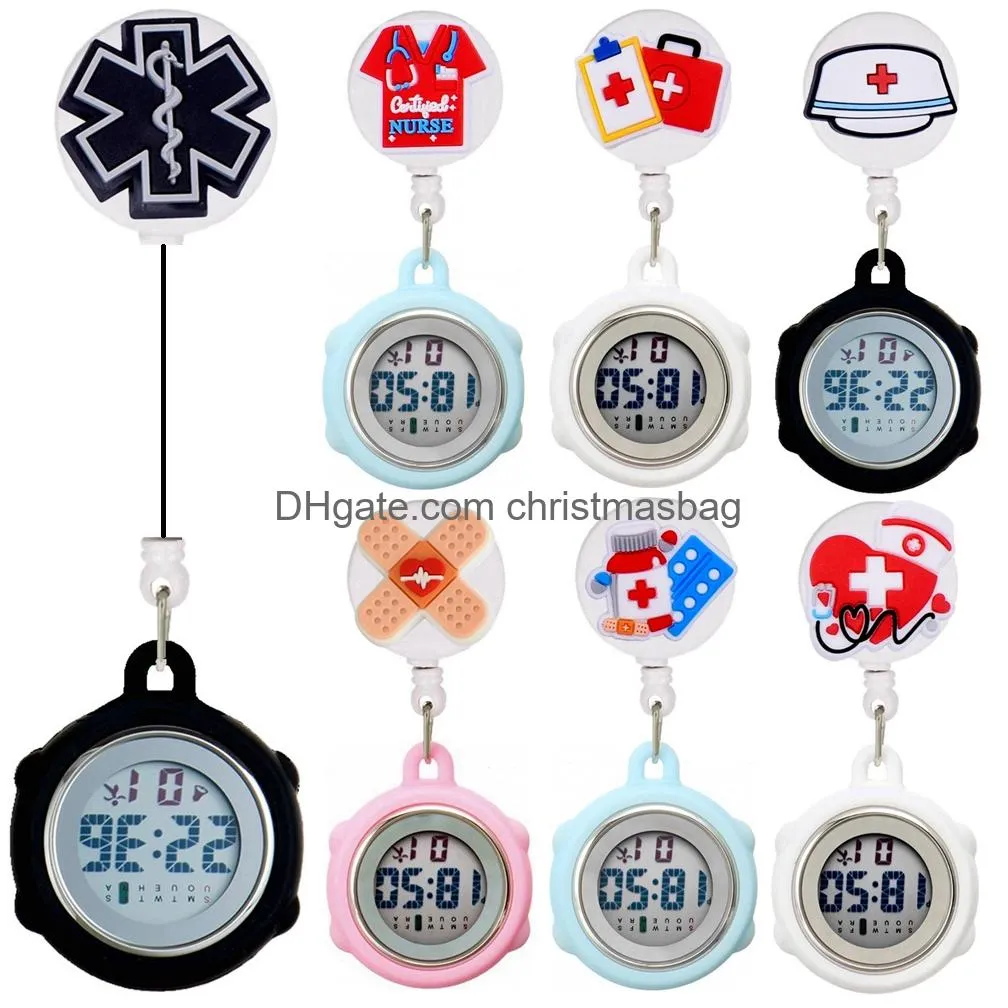 Party Favor Creative Design Nurse Doctor Students Hospital Medical S Office Badge Reel Retractable Digital Fob Pocket Watches Clock Gi Otgc5