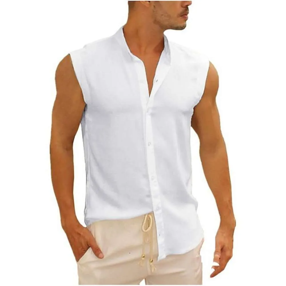 Sleeveless collared shirt mens online