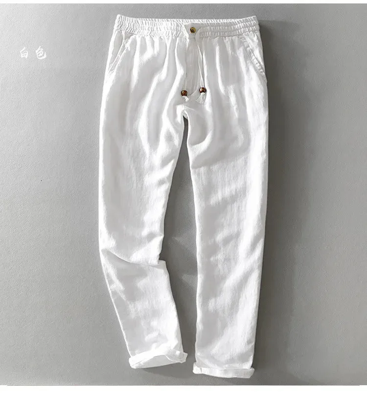 Pantalon décontracté homme coupe droite couleur blanc pur_voghion.com