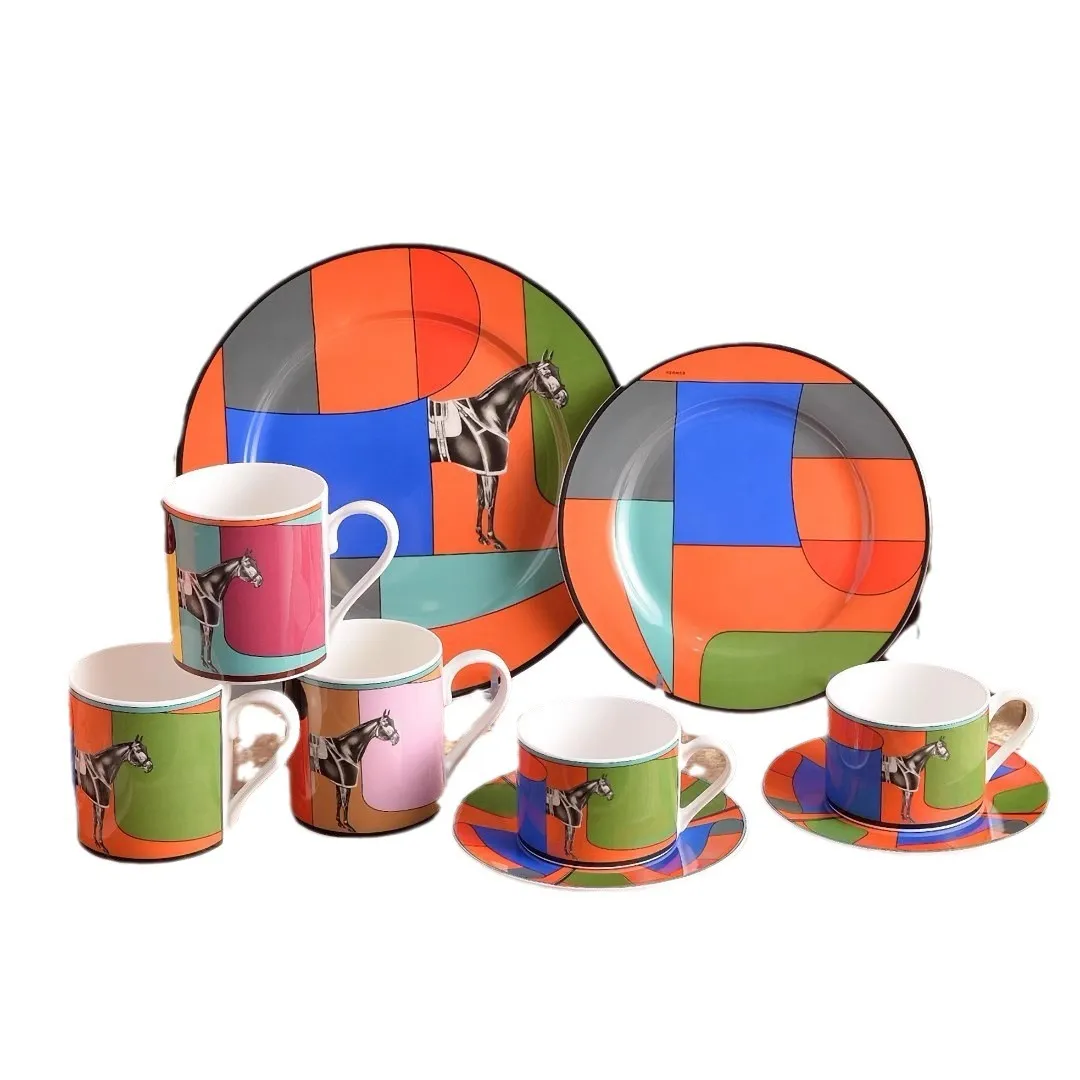 All-match War Horse Series European Style Retro Coffee Cup Mug Dish Court Hotel Household Utensils Suit Wholesale