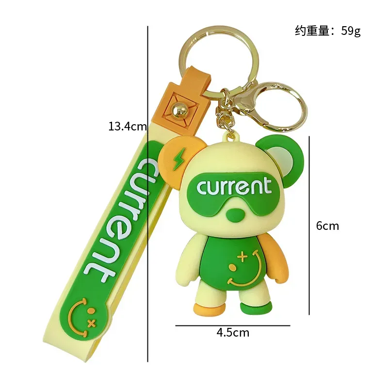 Cute Anime Keychain Charm Netflix Colorblocked Lightning Bear Key Ring Doll Couple Students Personalized Creative Valentine`s Day Gift UPS