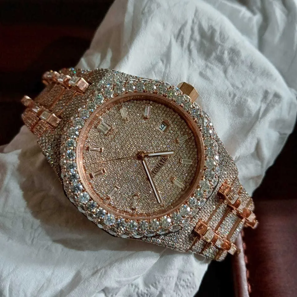 Rose gold diamond watch mens hotsell