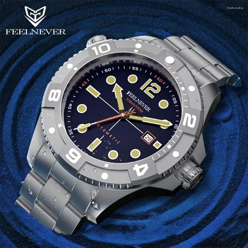 Montre-bracelets FeelNever Vintage Dive Men Watch Mechanical Montres explorer Sport 50Bar Imperproofing Sapphire Crystal Crystal Wristwatch Auto Date Watch pour