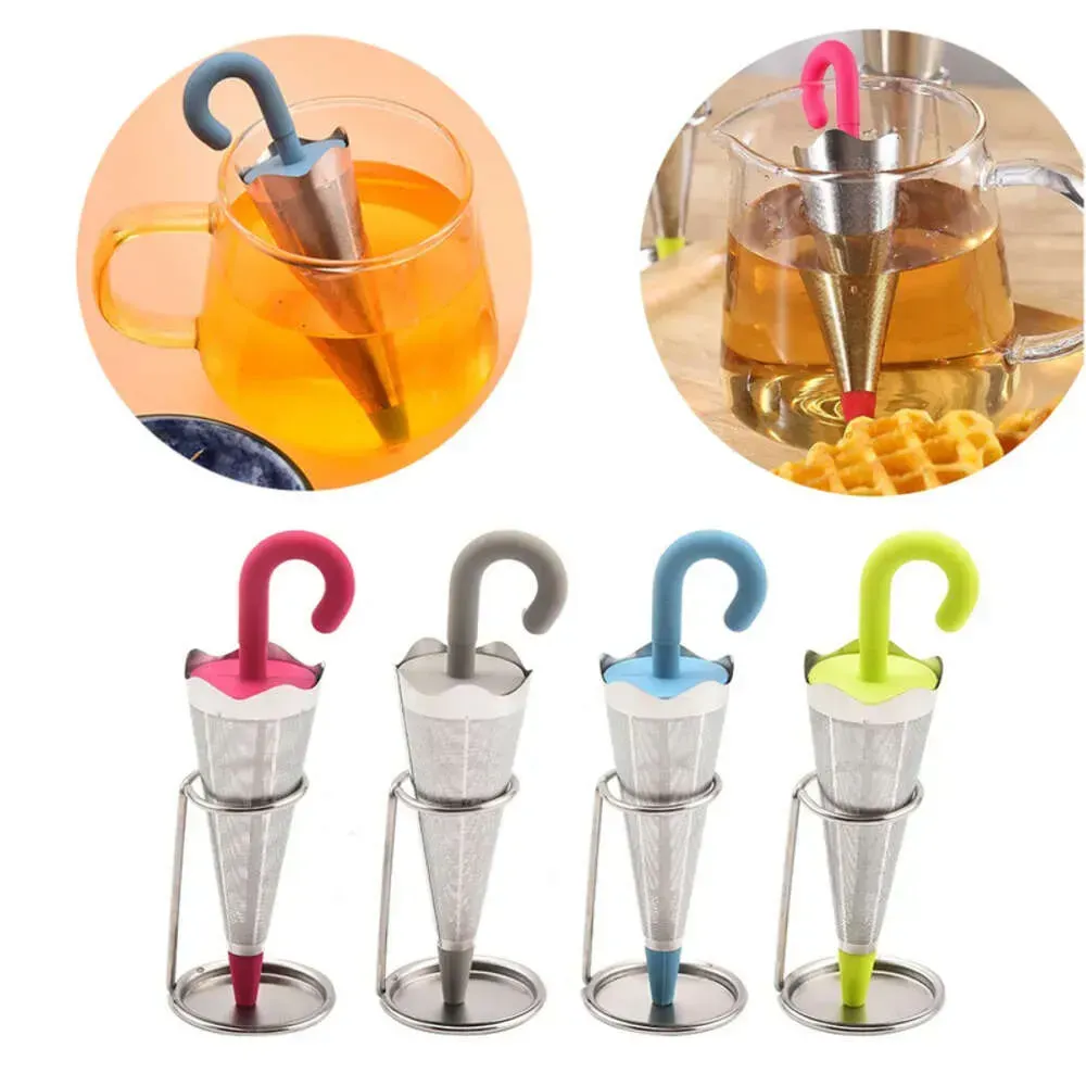 Infuser Tray Umbrella Reusable Drip Cups, Mugs and Teapots, Stainless Steel Fine Mesh Strainer with Silicone Lid for Loose Tea HJ5.15
