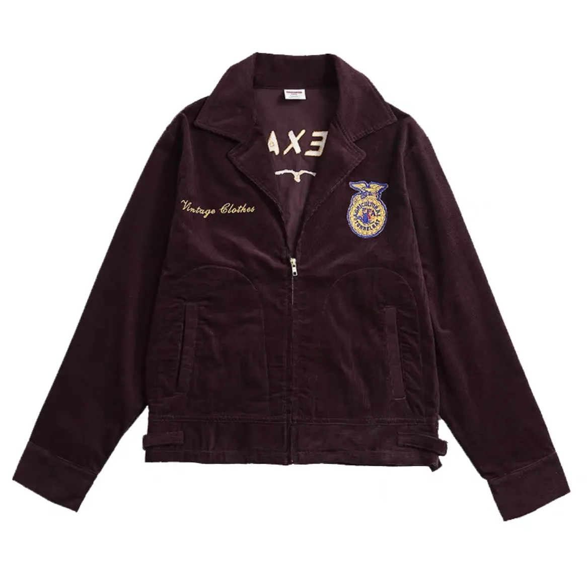 Vintage FFA Corduroy Jacket for Men: Embroidered Designer