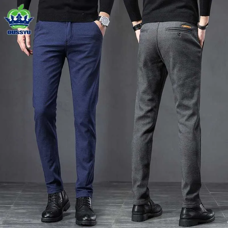 Men's Pants Autumn Winter Mens Business Slim Casual Pants Frosted fabric Fashion Classic Style Elasticity Jobs Trousers Male Plus size 38 Y240514