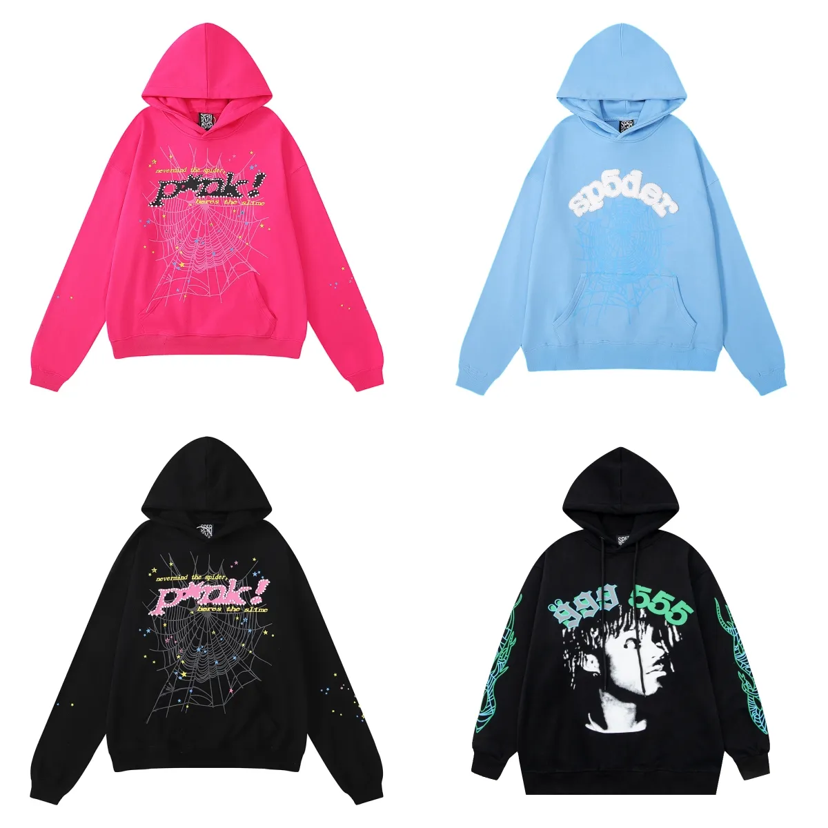 Spucknetz Hoodie Designer Hoodie Hoodys Hosen Druck reines Baumwollpullover Hoodies 555 Fünf Hoodie für Männer Black Pink Women Web Web