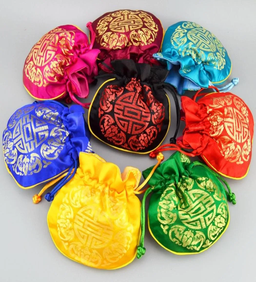 Vintage Happy Mini Small Bags for Gift Tea Candy Chocolate Silk Brocade Pouch High End Drawstring Chinese Ethnic style Jewelry Gif8432066