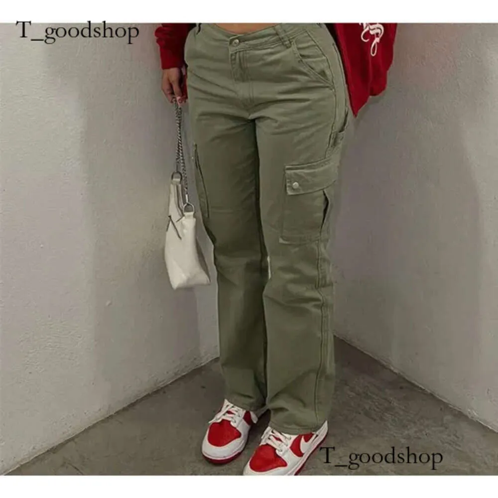 2023 ROPAMUJER Women Solid Color Workwear broek met meerdere zakken Casual High Taille Fashionable veelzijdige Tro Men's Ladingbroek -8878 F02