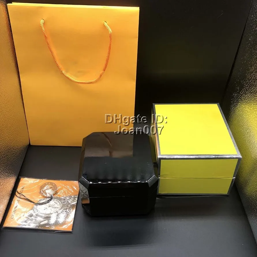 Beste Qualität schwarzer Farbe Holzboxen Geschenkbox 1884 Holzbox Broschüren Karten Schwarze Holzkiste für Uhr enthalten Zertifikatstasche 272g