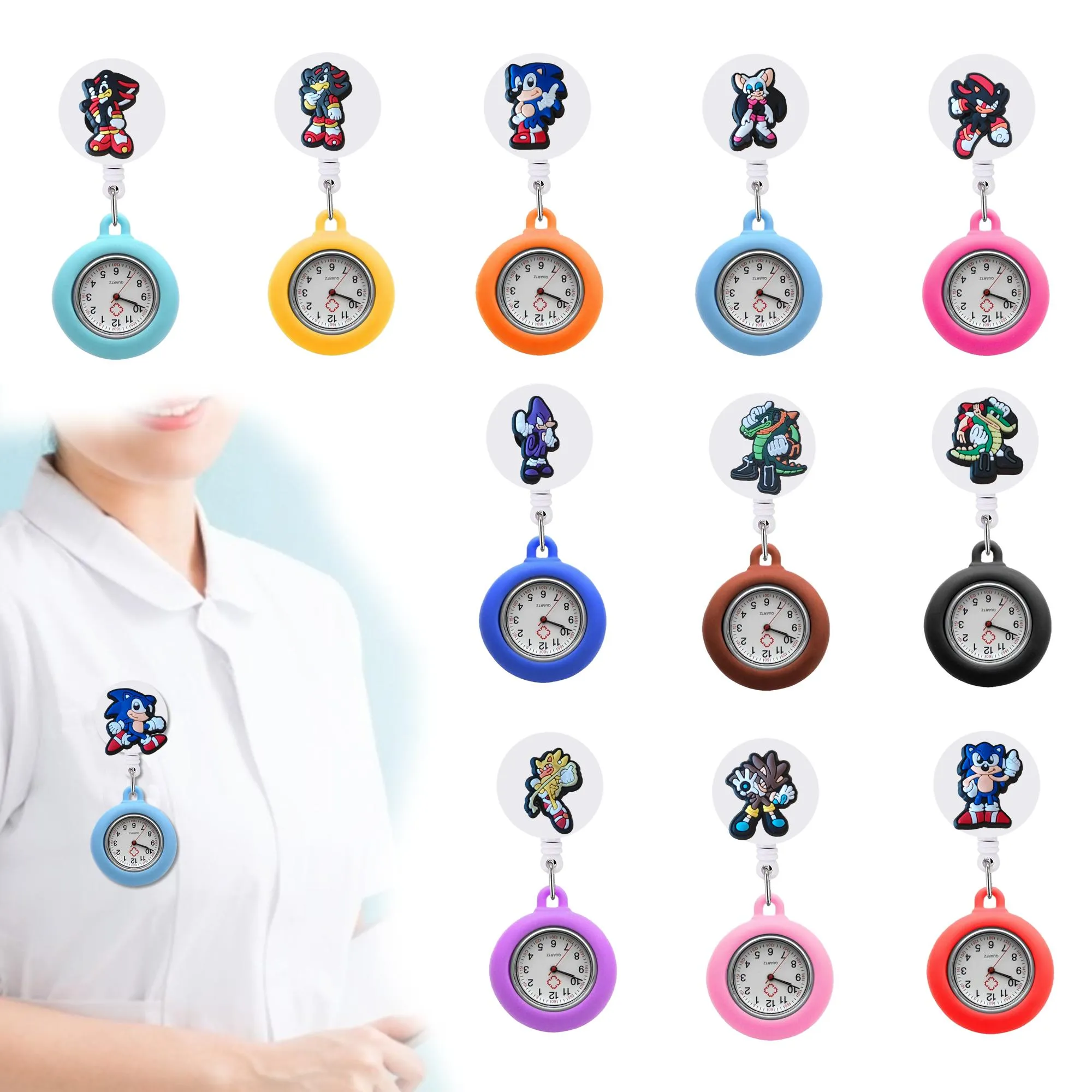 Orologi tascabili Sonic Clip Barse Watch for Nurses Medici Clip-On Hanging Fob Hospital Medical Medical Badge Reel su Nursin Othay