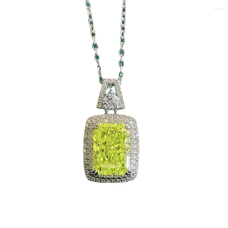 Pendants SpringLady 925 Sterling Silver 8 11MM Crushed Cut Green High Carbon Diamonds Gemstone Pendant Necklace Fine Jewelry