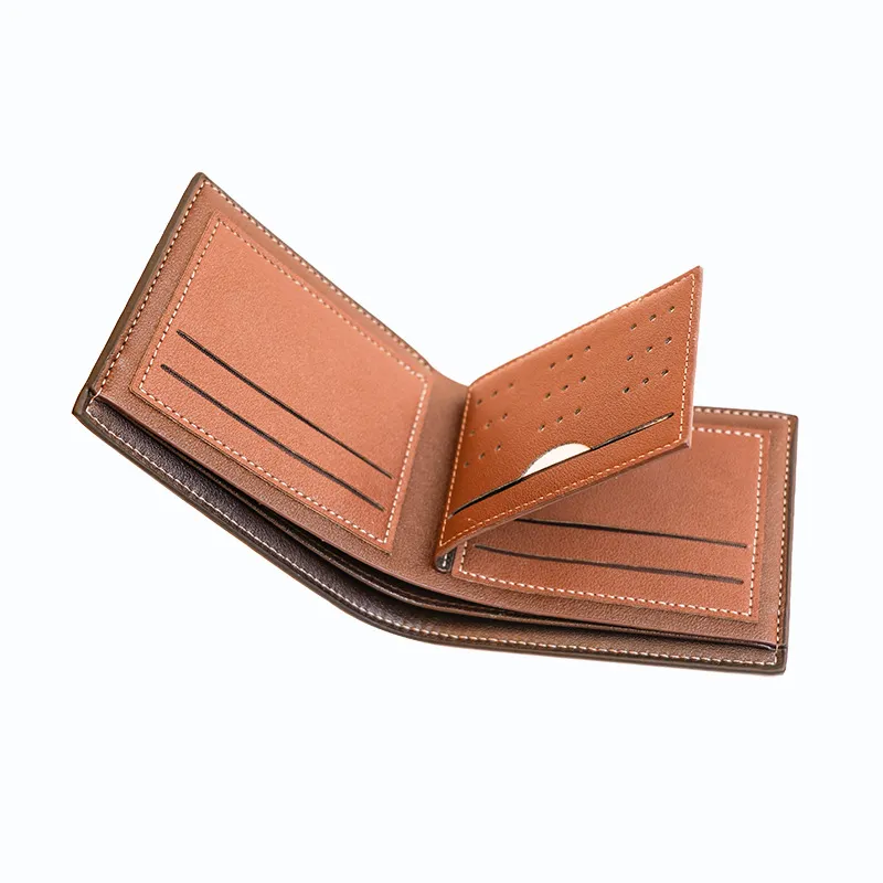 Carrken Cross border New Hot Stamping Hinge Stitching Mens Wallet Short Style Horizontal Multi card Slot Large Capacity Wallet