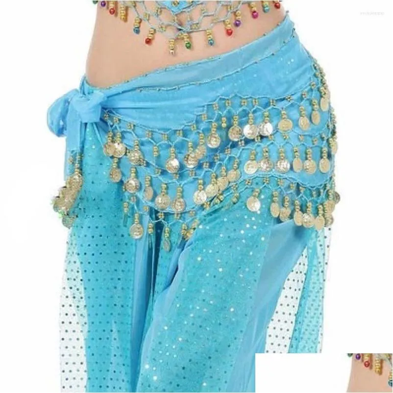 Sahne Giyim Tayland/Hindistan/Arap Göbek Kostümleri Pullar pubsel dans kemeri Seksi Kadın Dansçı Etek Kalça Eşarp Gösteri Damla Teslimat Giyim Dhvzx
