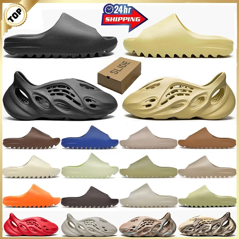 With Box Slippers Shoes Sandals Designer Slides Trainers Sliders Slider Onyx MX Cinder Sand Bone Resin Stone Slate Grey Mens Womens Shoes Summer Beach Slipper 36-48