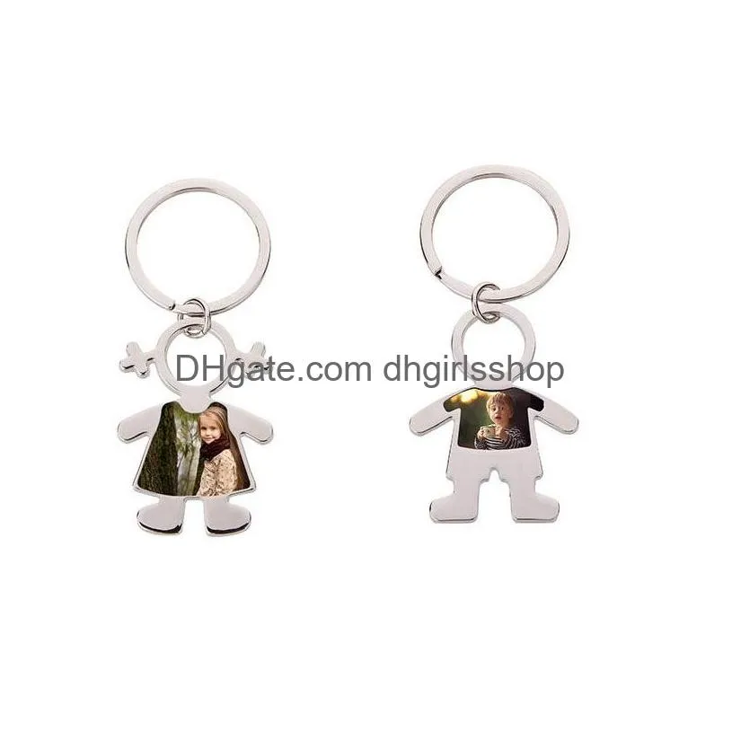 Keychains lanyards nieuwe aankomst sublimatie metaaljongen meisjes vorm sleutelringoverdracht afdrukken aangepaste doe -het -zelf sieraden drop levering fashio dhwgj