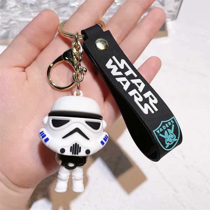 Cute Anime Keychain Charm Key Ring Fob Pendant Lovely American Girl Stormtrooper Doll Couple Students Personalized Creative Valentine`s Day Gift A8 UPS