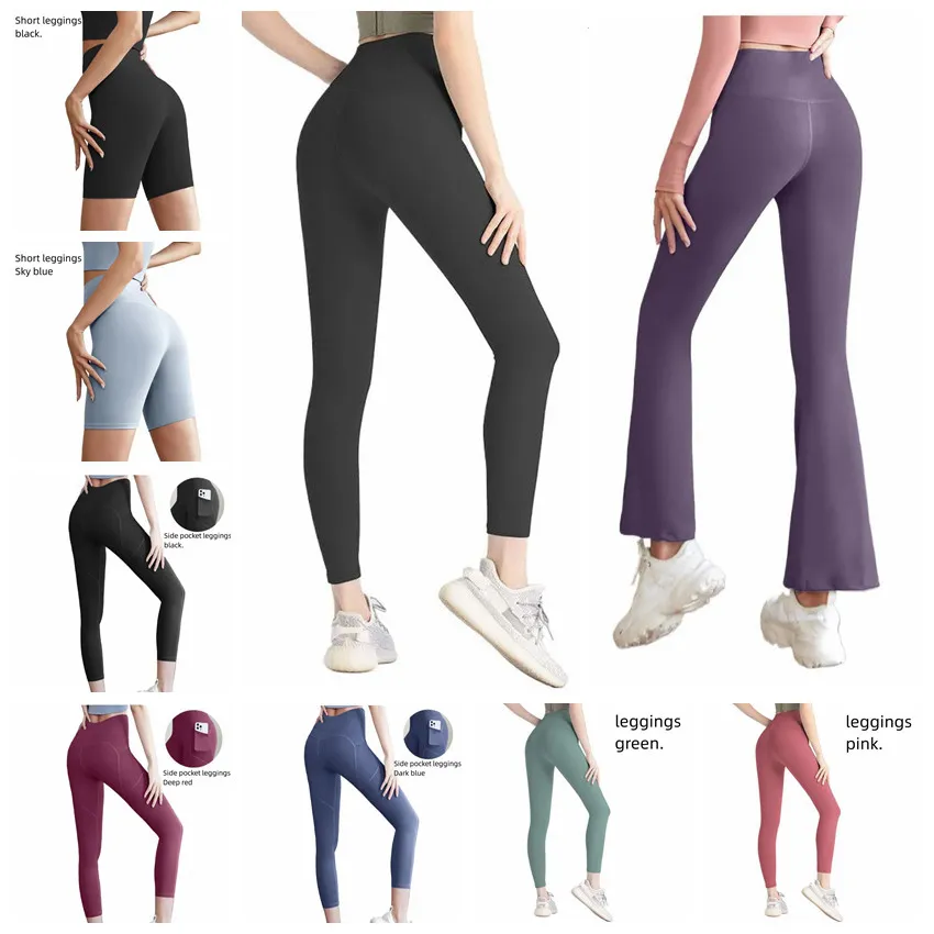 2024 pantaloni da yoga allineare leggings da donna pantaloncini corti per pantaloni da donna Lady sports pantaloni esercitati fitness indossare ragazze che corrono leggings ginging palestra slim cot allinea pantaloni