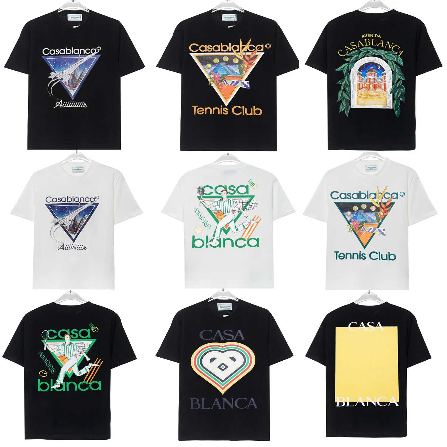 Casablancas män t skjortor designer t shirt casablanc t shirt mode män casual t-shirts man street t-shirts tennis club casa blanca shorts hylsa lyxskjorta