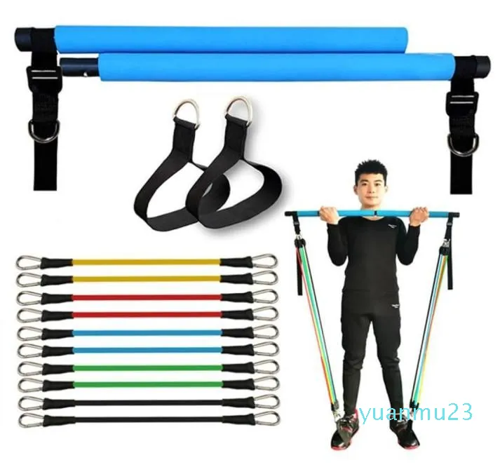 150LB Adjustable Pilates Bar Set with 5 Resistance Bands Portable Gym Stick for Full Body Workout Crossfit Yoga Home Ftiness