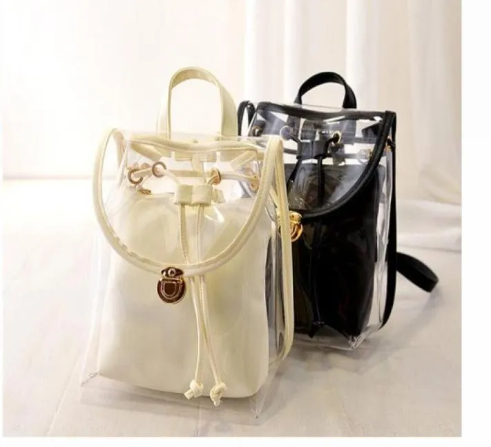 Korean Candy Schoolbag Beach Bags Girls Jelly Color Lucency Lady Ryggsäck Barn barn Casual4058316