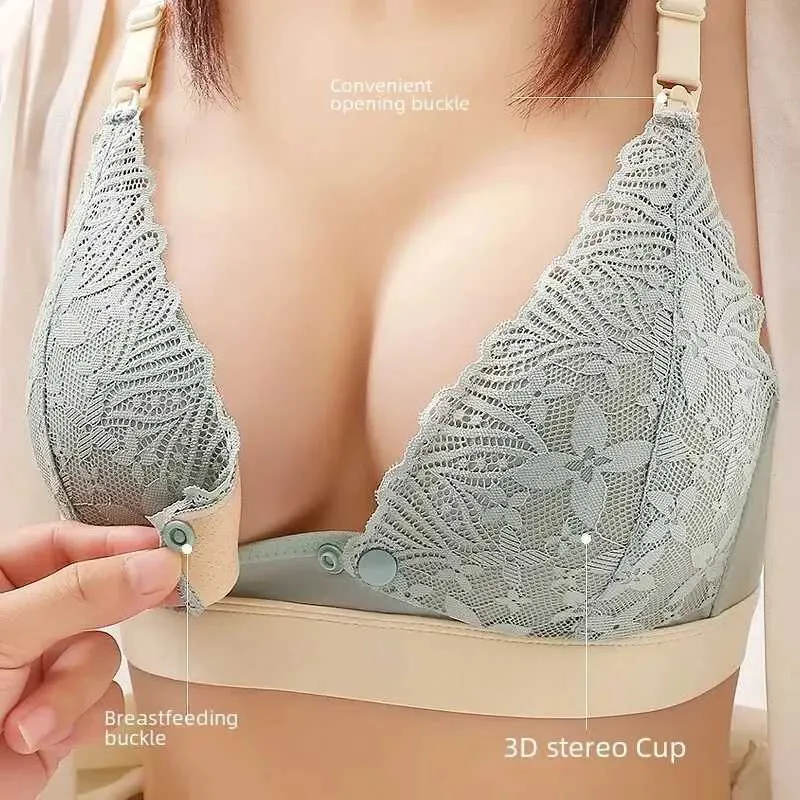 Maternity Intimates Wire-free Thin Breastfeeding Bra Comfortable Gathered Pregnancy Postpartum Breastfeeding Front Opening Pregnant Women Chest Wrap Y240515