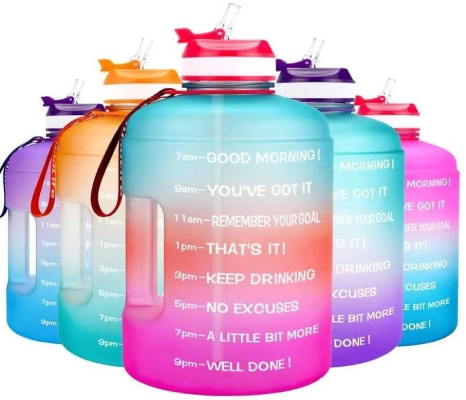 QuiFit 378L 22L 13L 128oz Gallon Water Bottle with Straw Motivational Time Marker GYM Drinking Jug A Sports Outdoor 211110777597258174