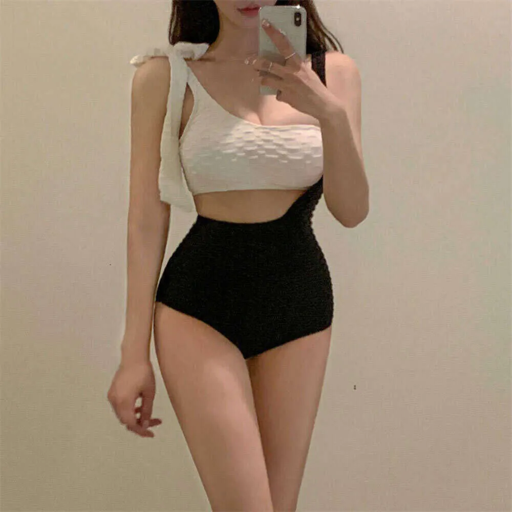 2024 ins women's triangular jumpsuit small chest color blocking belly slimming swimsuit H515-23.8