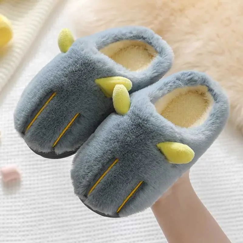 Slipper Barn Bomull Slipper Plush Home Boy Indoor Anti-Slippery Cute Cartoon Kid Shoe For Girl Kid Slipper Winer Shoe Pantufla Mujer Y240514D682