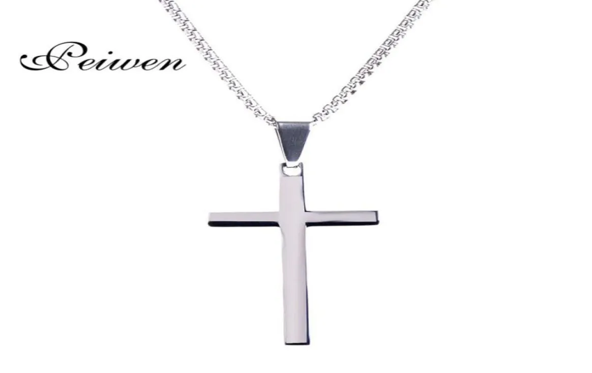 Naszyjniki wiszące Jezus Naszyjnik dla mężczyzn Kobiety łańcuchy ze stali nierdzewnej Crucifix Srebrny kolor Lucky Modlitwa Biżuteria Prezent3846129
