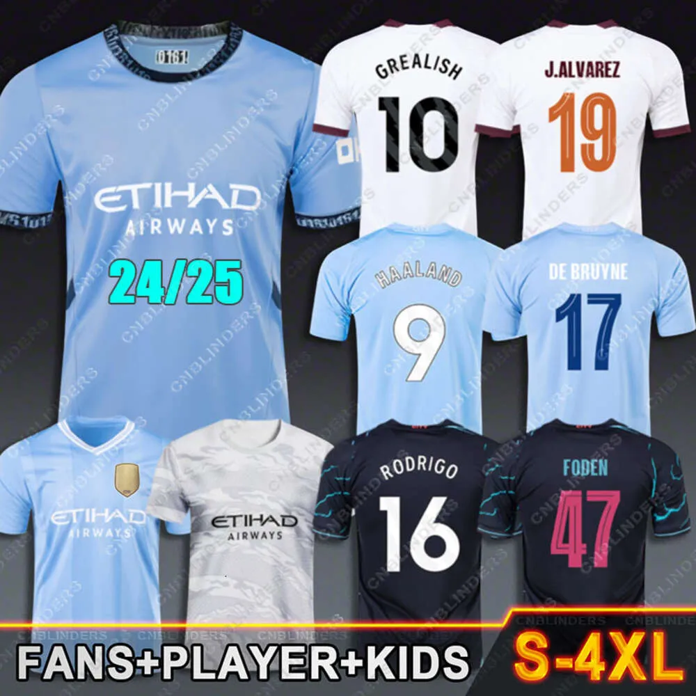 24 25 Camiseta Haaland Julian Alvarez Foden Soccer Jersey 23 2023 2024 2025 Football shirt De Bruyne MAN CITIES Doku Rodri Grealish Kyle Walker Bernardo Silva Kids kit