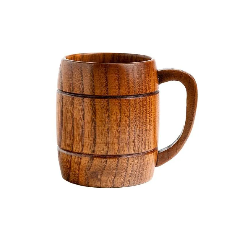 Muggar klassisk trä öl kopp te kaffevatten värmebeständig hemmakontor bar party drinkware koppar 8x10.5 cm droppleverans trädgård kök dhc49