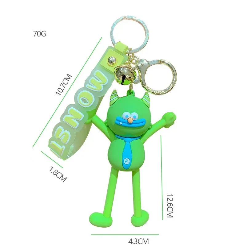Cute Anime Keychain Charm Netflix Decompressing and Stretching Little Monsters Doll Key Ring Couple Students Personalized Creative Valentine`s Day Gift UPS