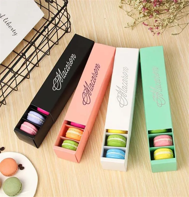 5 colores Embalaje de macarrones Favores de dulces de boda Cajas de papel láser 6 cuadrículas Caja de galletas de chocolate Muffin Box1251143