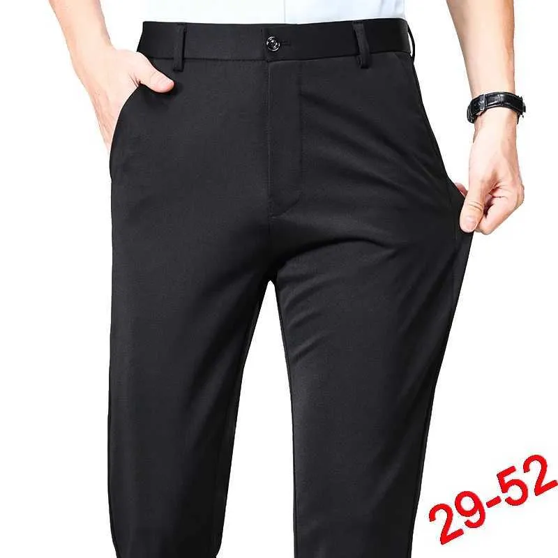 Herenbroek plus size heren zakelijke pak broek elastische formele kleding broek klassieke zwarte broek voor mannen y240514