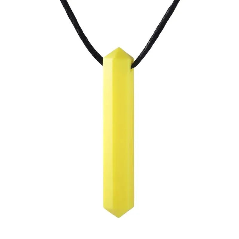 Sensory Silicone Chew Necklace for Boys Girls Bite Chewable Gem Necklace Chew Jewelry Oral Baby Teething Tools