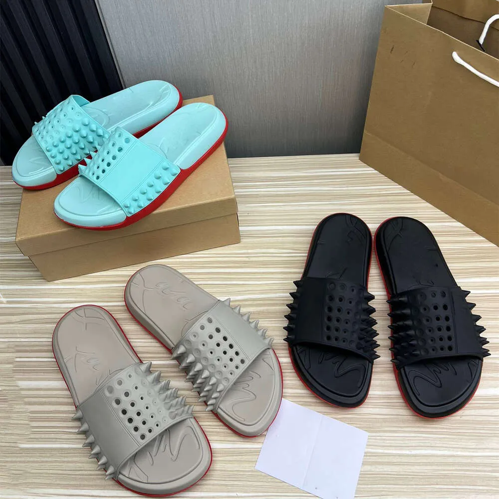 dgate luxe designer slippers klinknagels punk sandalen voor heren zomerschoenen spikes studs glides gliders zwart rood wit dikke zool muilezels zand muildieren muildieren