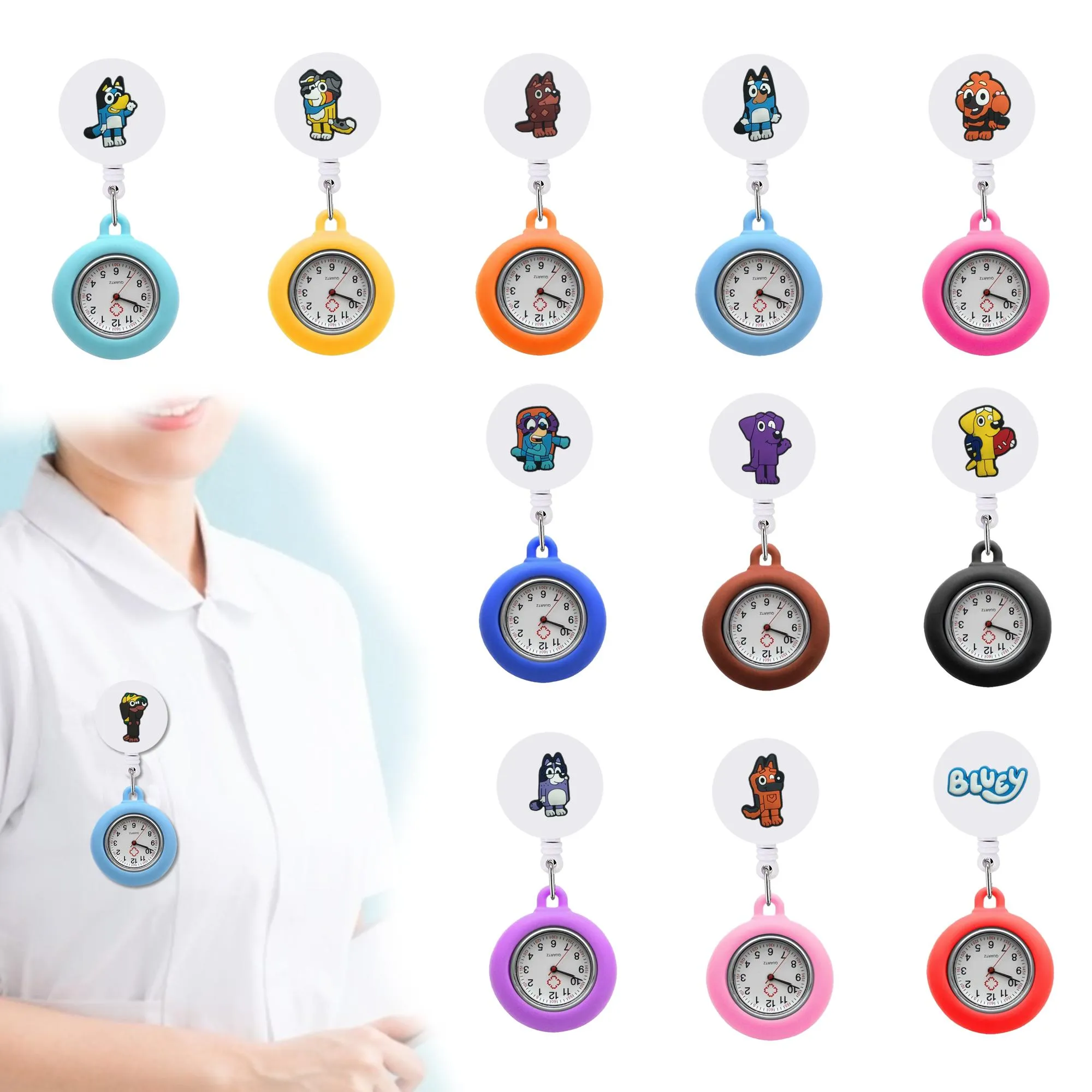 Pocket Watch Chain Brui Clip Watches Dractable Hospital Medical Workers Badge Reel Digital Fob Clock Hang Medicine Nurse Glow P OT5HT