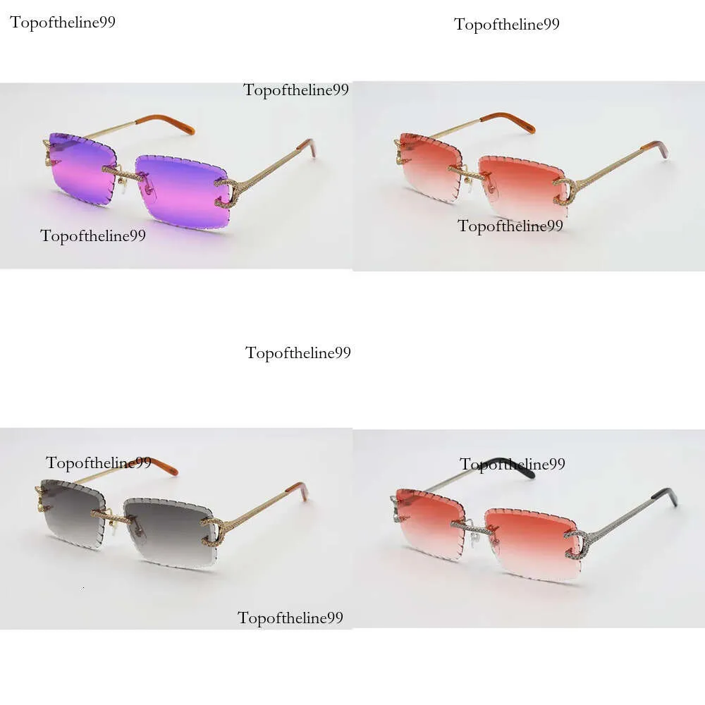 Moissanite Rimless Women frame zonnebril voor vrouwelijke mannen bril Diamantgesneden lens buitenshuis originele editie