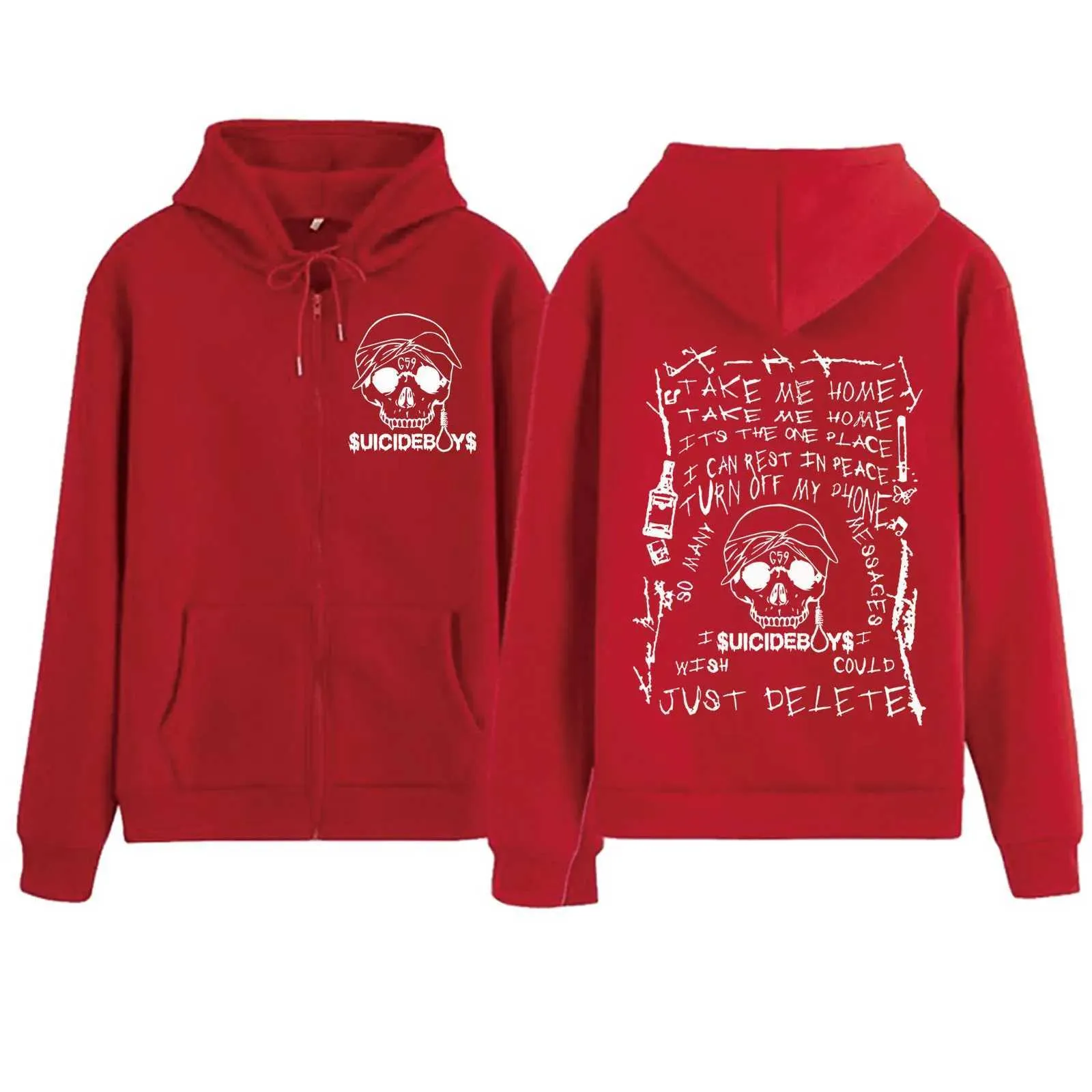Suicideboys Skeleton Zipper Hoodie: Unisex Harajuku