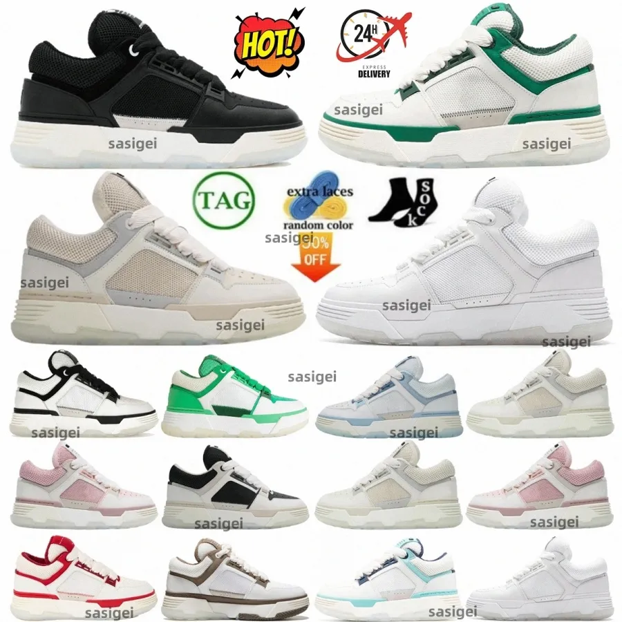 Tênis de grife ami ma-1 pão tênis de pão luxuoso branco preto cinza homem mulher plataforma malha vermelha bege rosa verde blue estádio hardware tênis de couro sapatos homens