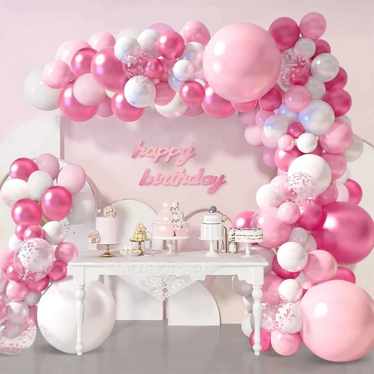 Pink Balloon Arch Kit Macaron Pink Balloon Garland Arch For