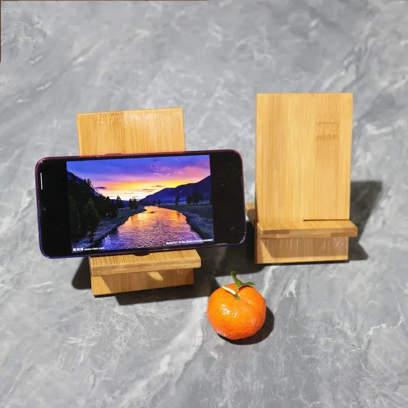 Bamboo Cell Phone Stand for Desk with Charging Hole, Removable Wooden Phone Holder Tablet Stand Wood Desktop Dock Cradle