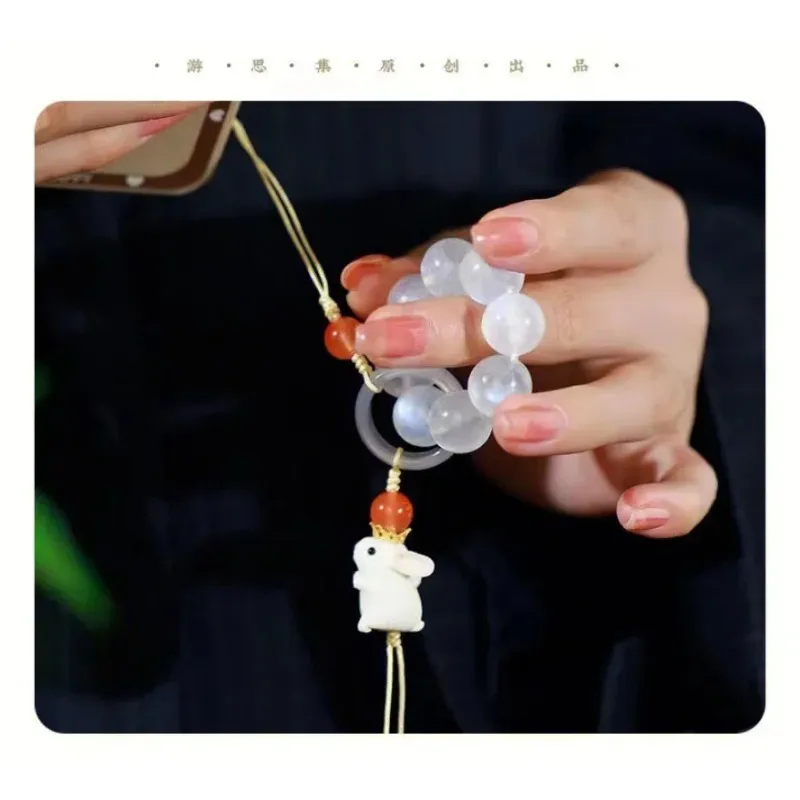 Simple Cute Little Rabbit Keychain Creative Anti-Lost Mobile Phone Lanyard Girls Fashion Bag Pendant